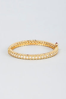 Gold Finish Pearl & Zircon Bangle