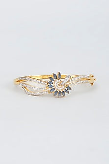 Gold Finish Pearl & Zircon Bangle