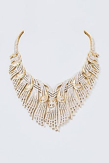 Two Tone Finish Zircon Choker Necklace