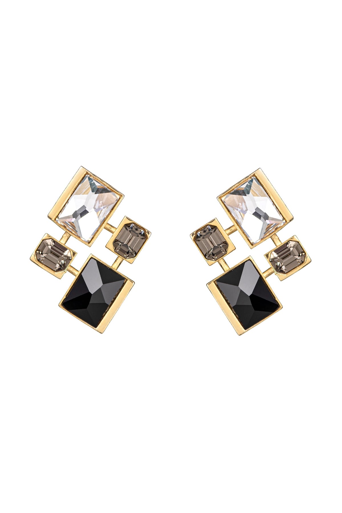 Gold Plated Pink Swarovski Crystal Stud Earrings