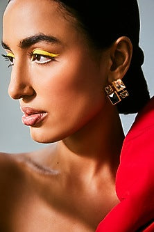 Gold Plated Pink Swarovski Crystal Stud Earrings