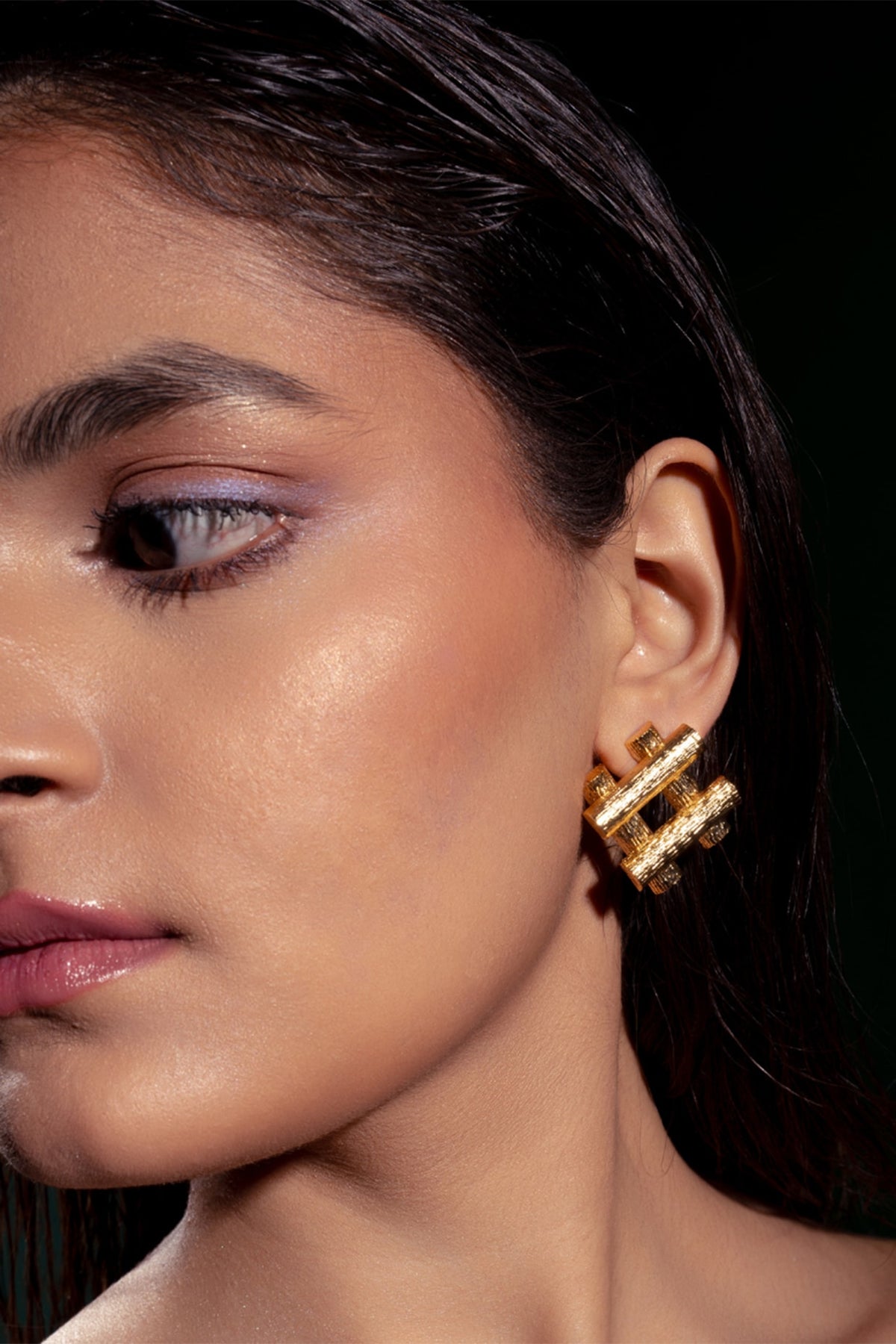 Gold Plated Zircon Stud Earrings