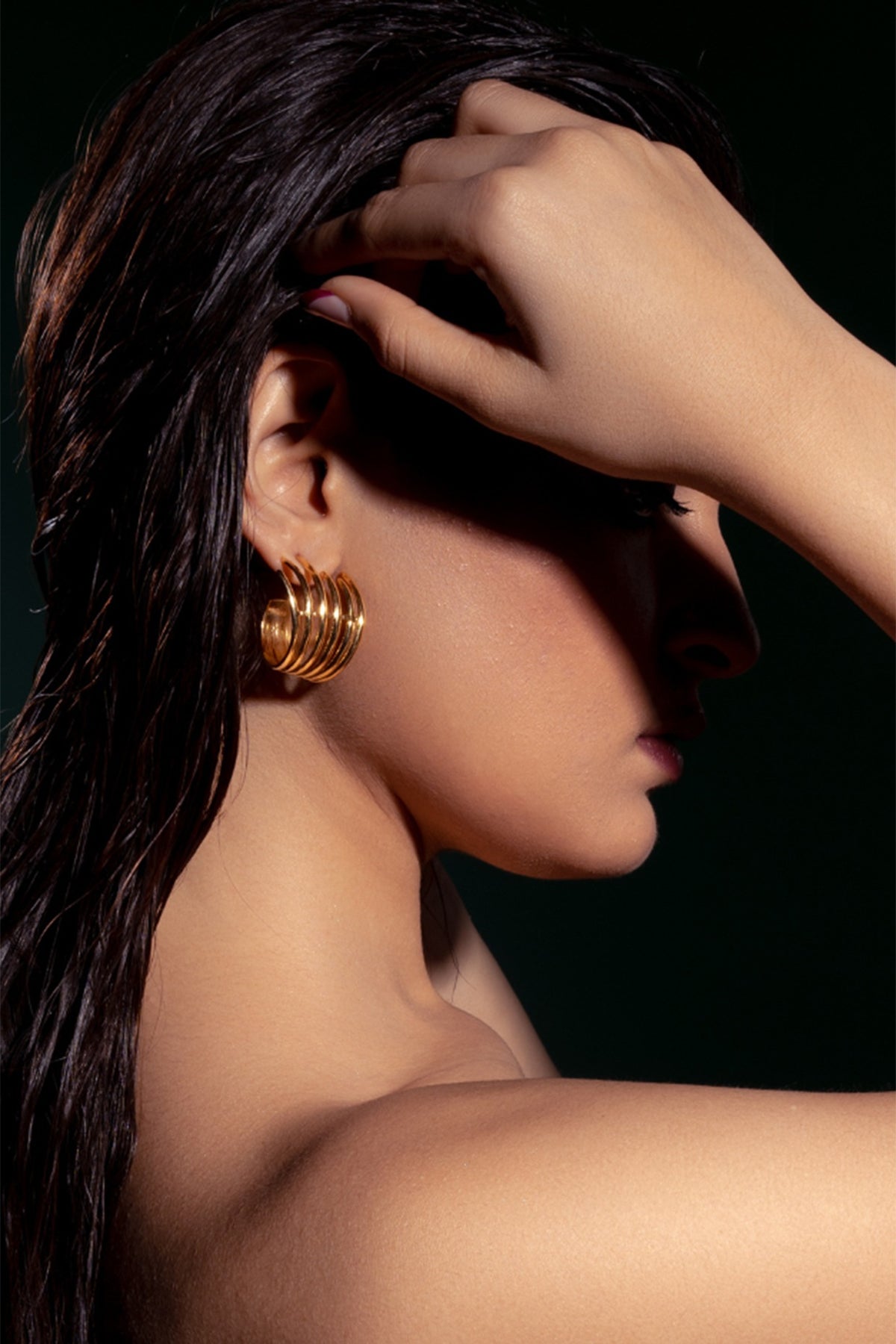 Gold Plated Zircon Hoop Earrings