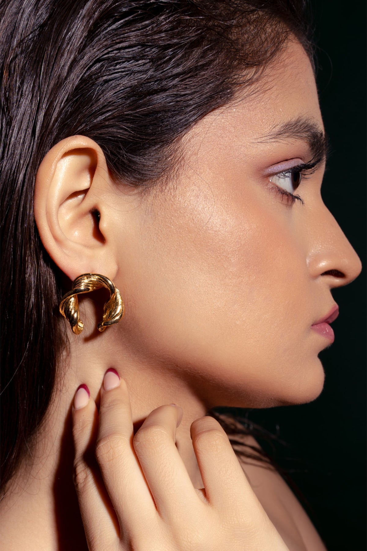 Gold Plated Zircon Stud Earrings