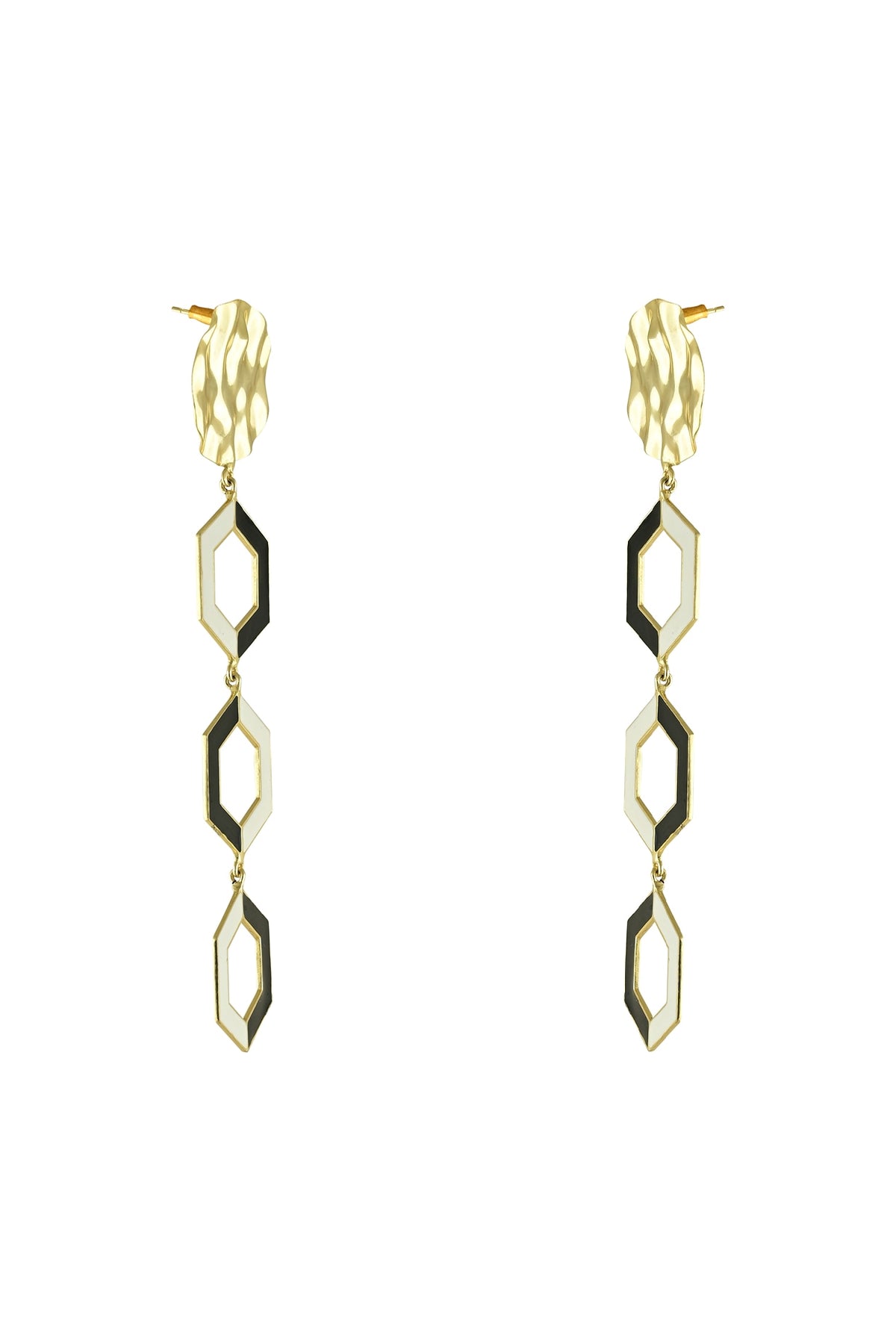 Gold Finish Enamelled Dangler Earrings