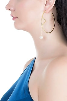 Gold Plated Handmade Pearl Hoop Earrings