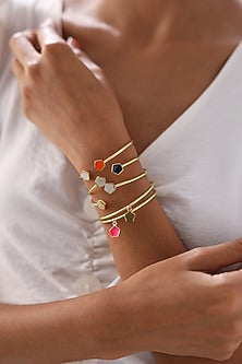 Gold Finish Enameled Bangle