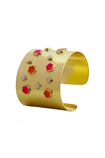 Gold Finish Enameled Bangle