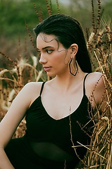 Gold Plated Black Enameled Hoop Earrings