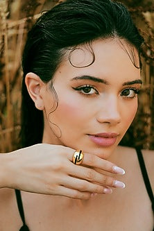 Gold Plated Black Enameled Ring