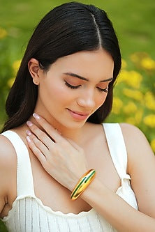 Gold Plated Green Enameled Circlet Bangle