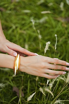 Gold Plated White Enameled Circlet Bangle