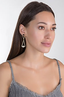 Gold Plated Black Onyx & White MOP Earrings