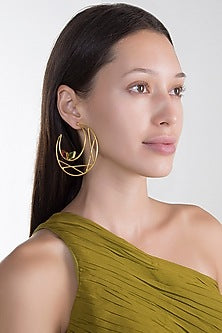 Gold Plated Peridot & Pink Quartz Hoops Earrings
