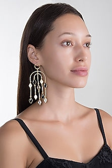 Gold Plated Handcrafted White MOP Earrings