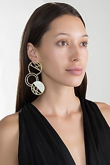 Gold Plated Semi-Precious White Stone Earrings