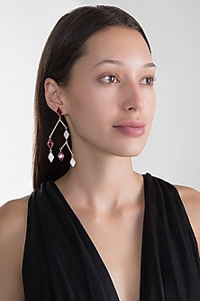 Rose Gold Plated Pink Quartz Earrings
