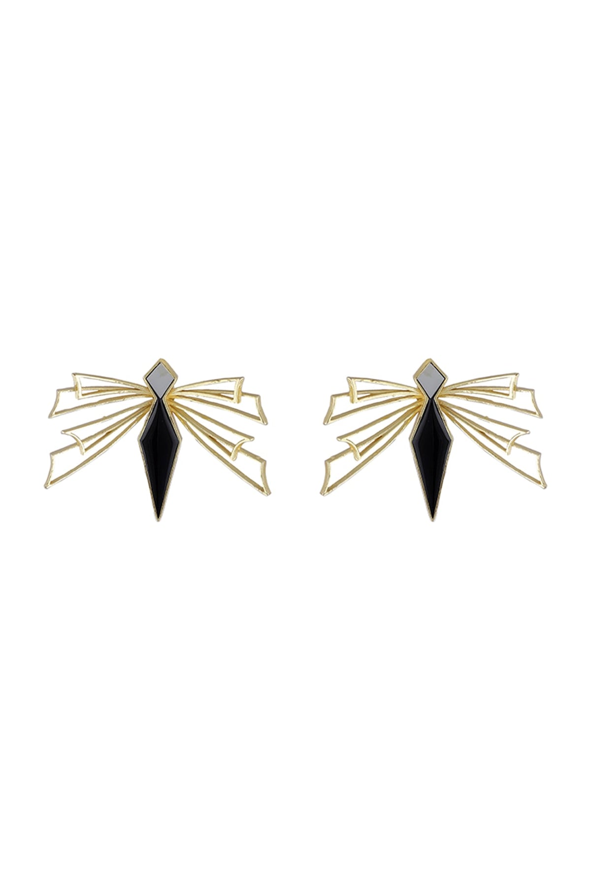 Gold Finish Enameled Stud Earrings