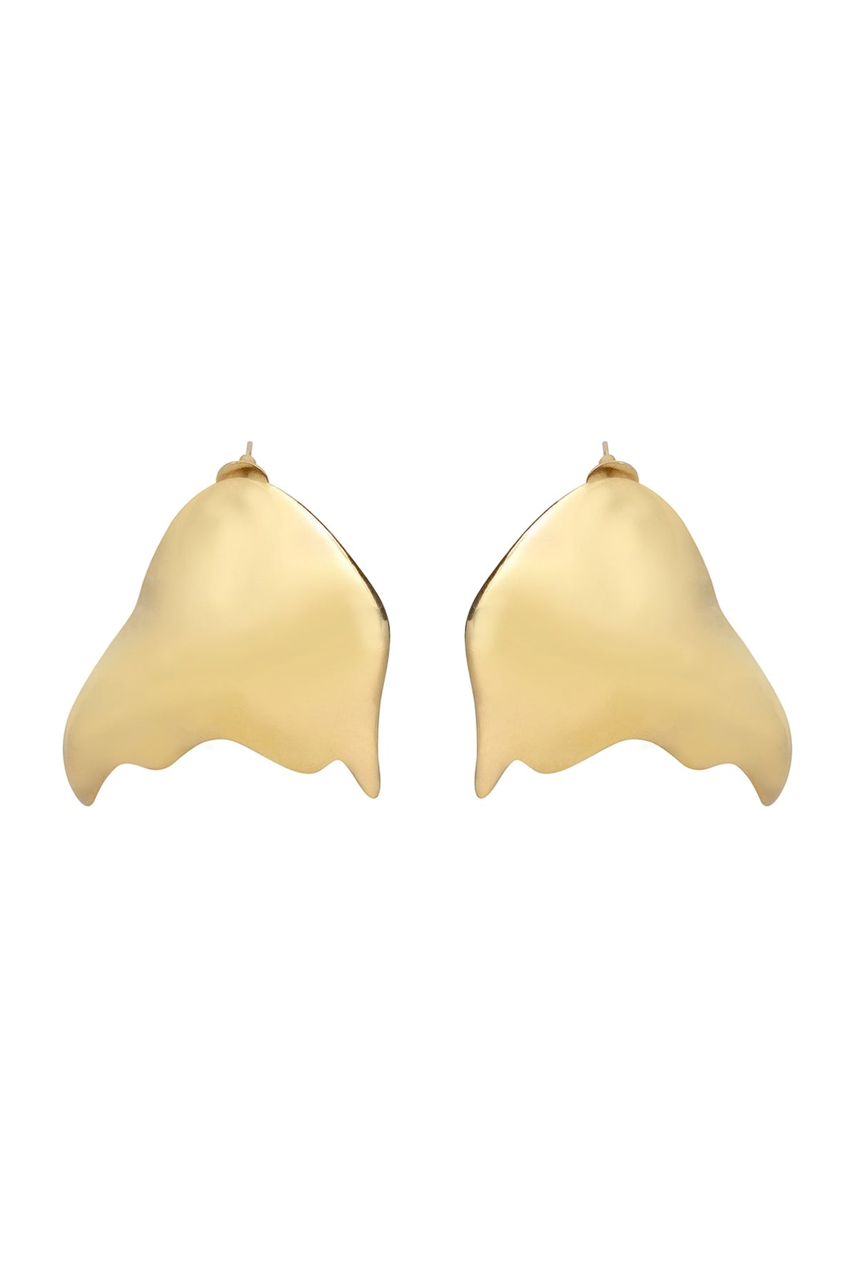 Gold Finish Ripple Stud Earrings