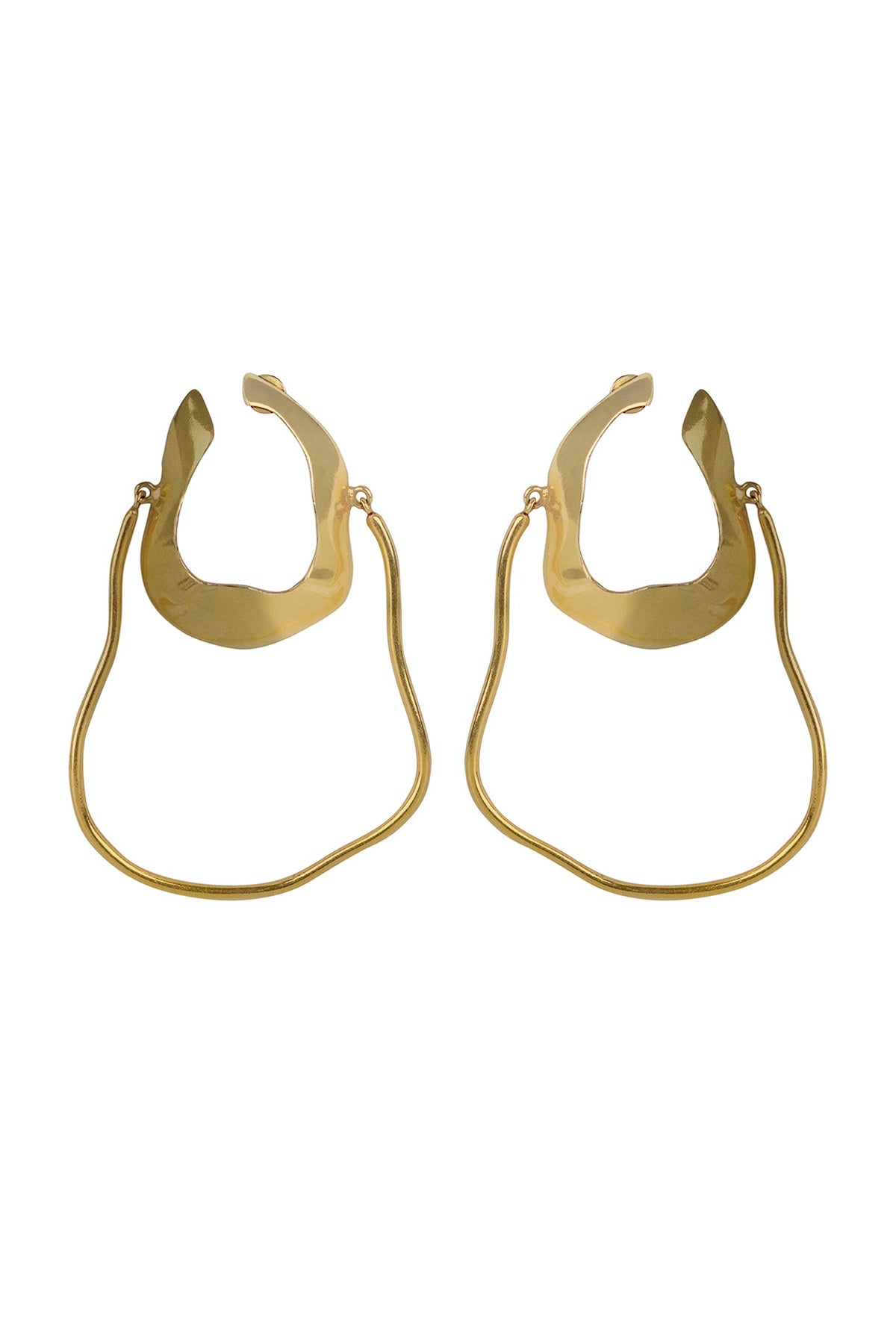 Gold Finish Irregular Hoop Earrings