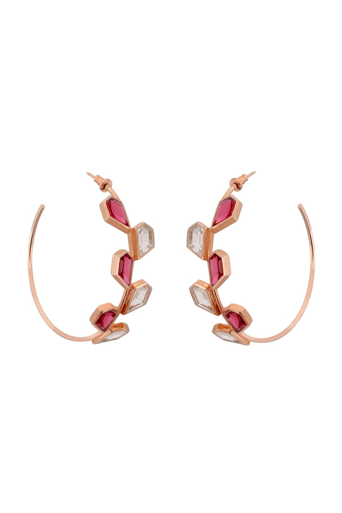 Rose Gold Plated Pink Quartz Galah Hoop Earrings