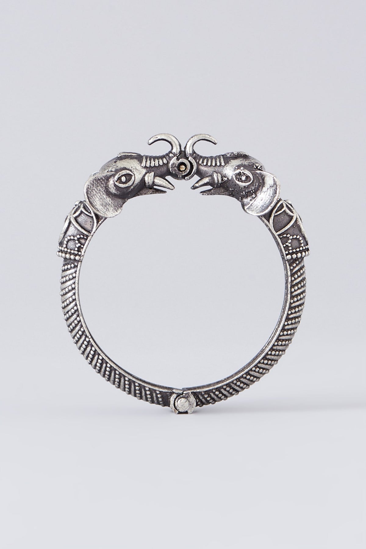 Silver Finish Semi-Precious Stone Bangles (Set Of 2)