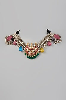 Oxidised Finish Semi-Precious Stone Necklace In Sterling Silver
