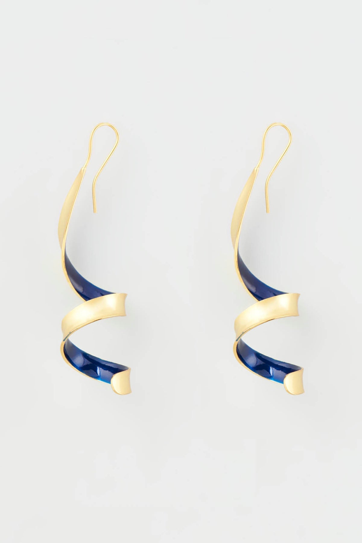 Gold Micro Plated Blue Enameled Earrings