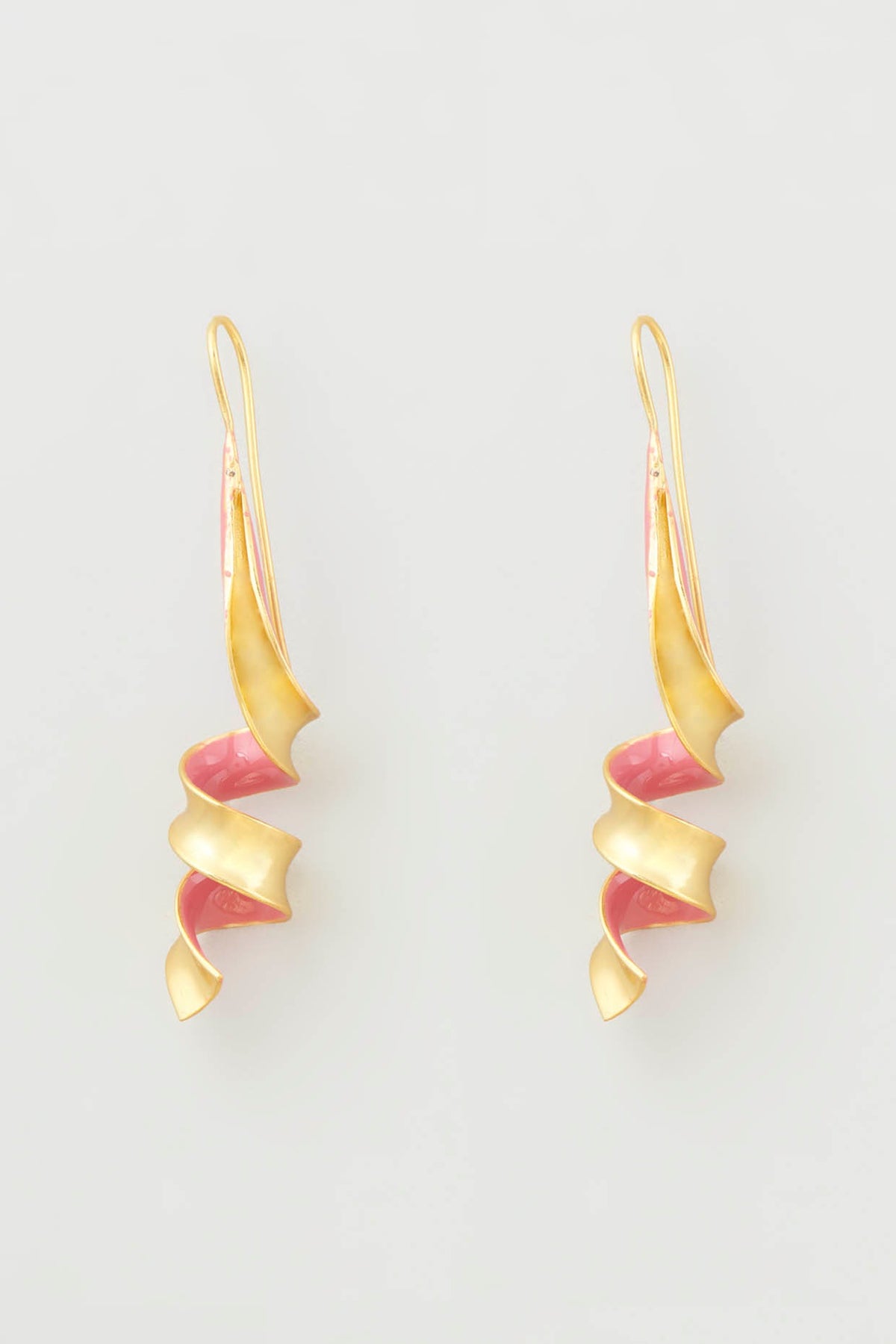 Gold Micro Plated Pink Enameled Earrings