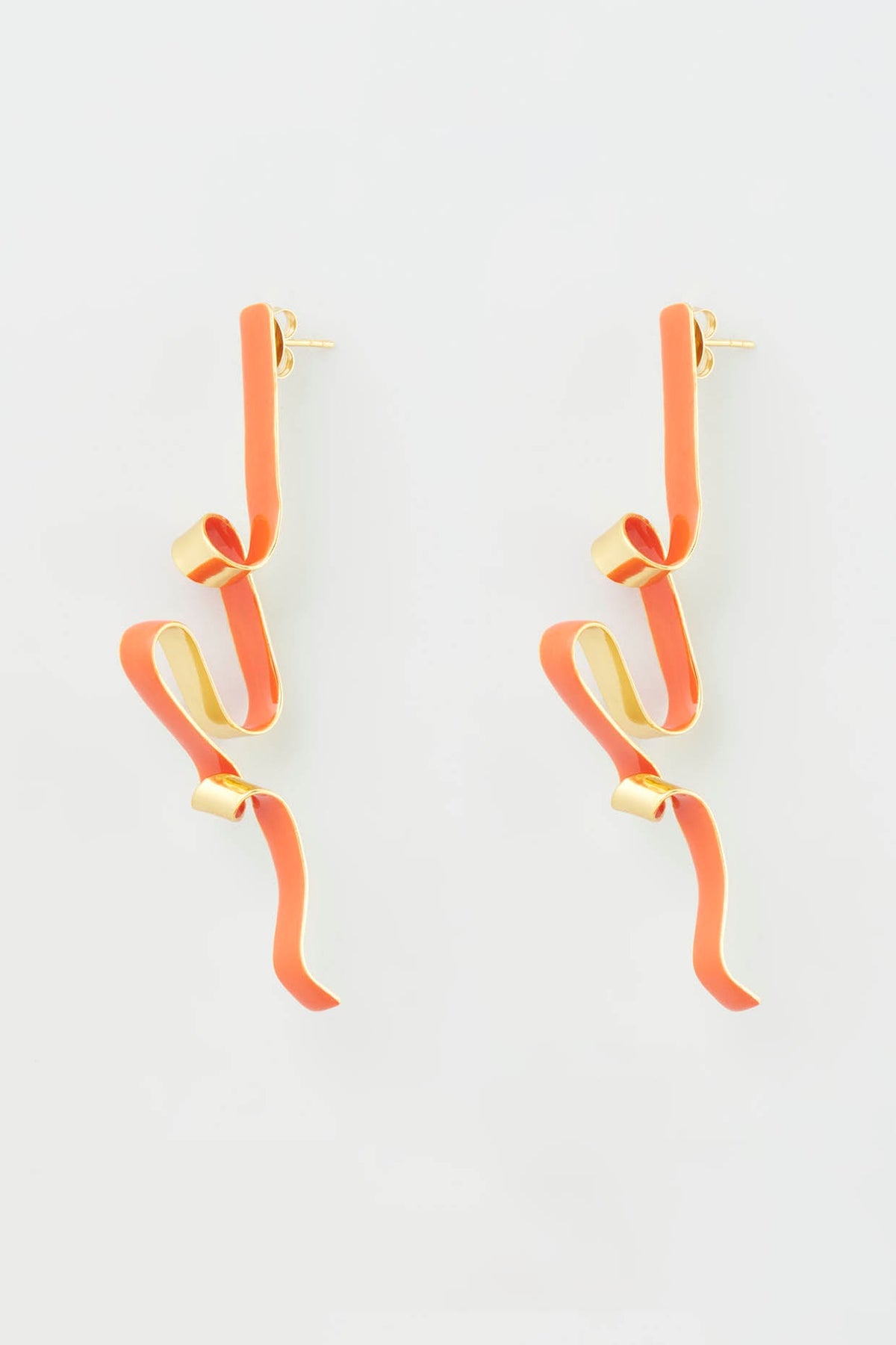 Gold Micro Plated Orange Enameled Earrings