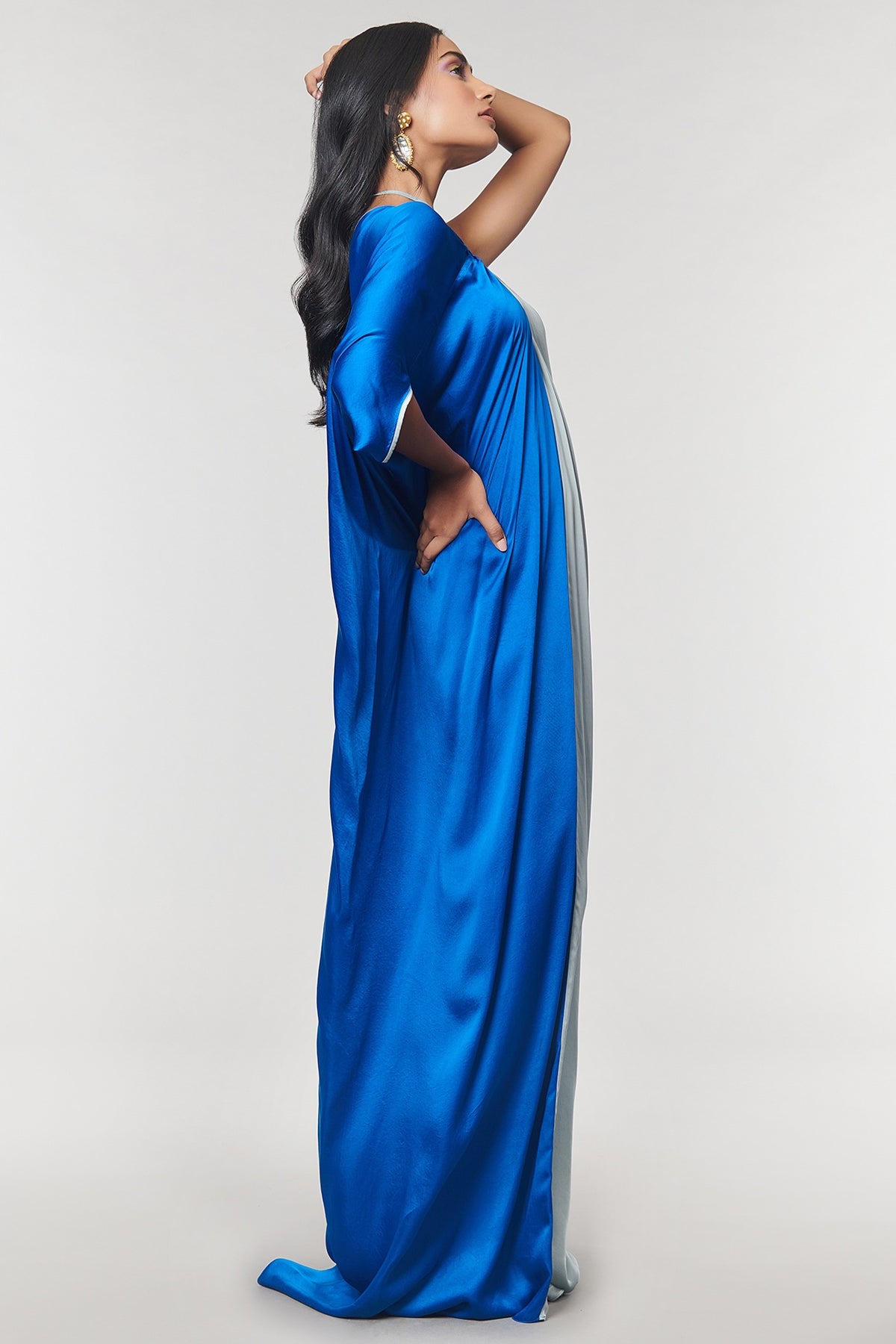 Blue & Grey One Shoulder Ring Gown