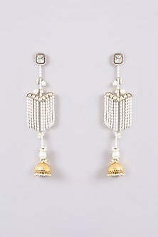 Gold Finish Kundan Polki & Pearl Dangler Earrings