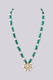 Gold Finish Kundan Polki & Pearl Necklace