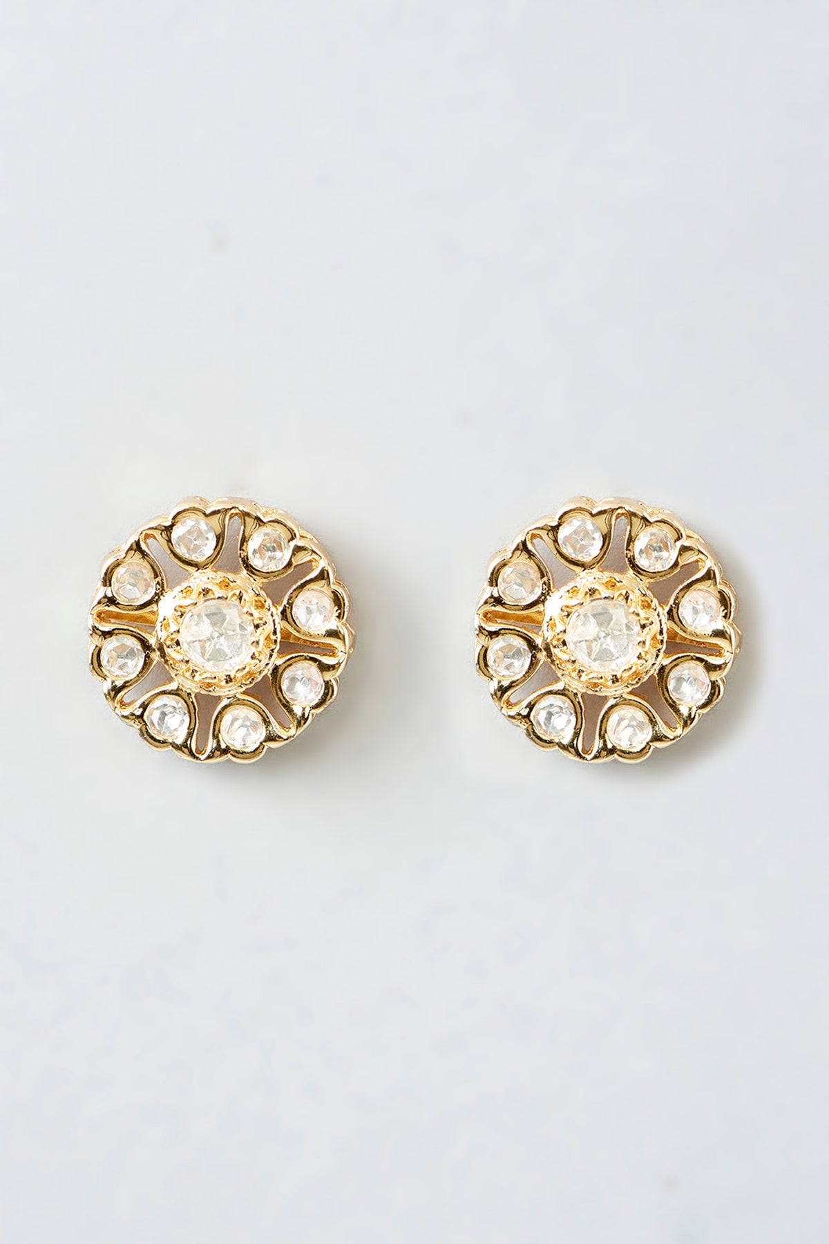 Gold Finish Kundan Polki Dangler Earrings