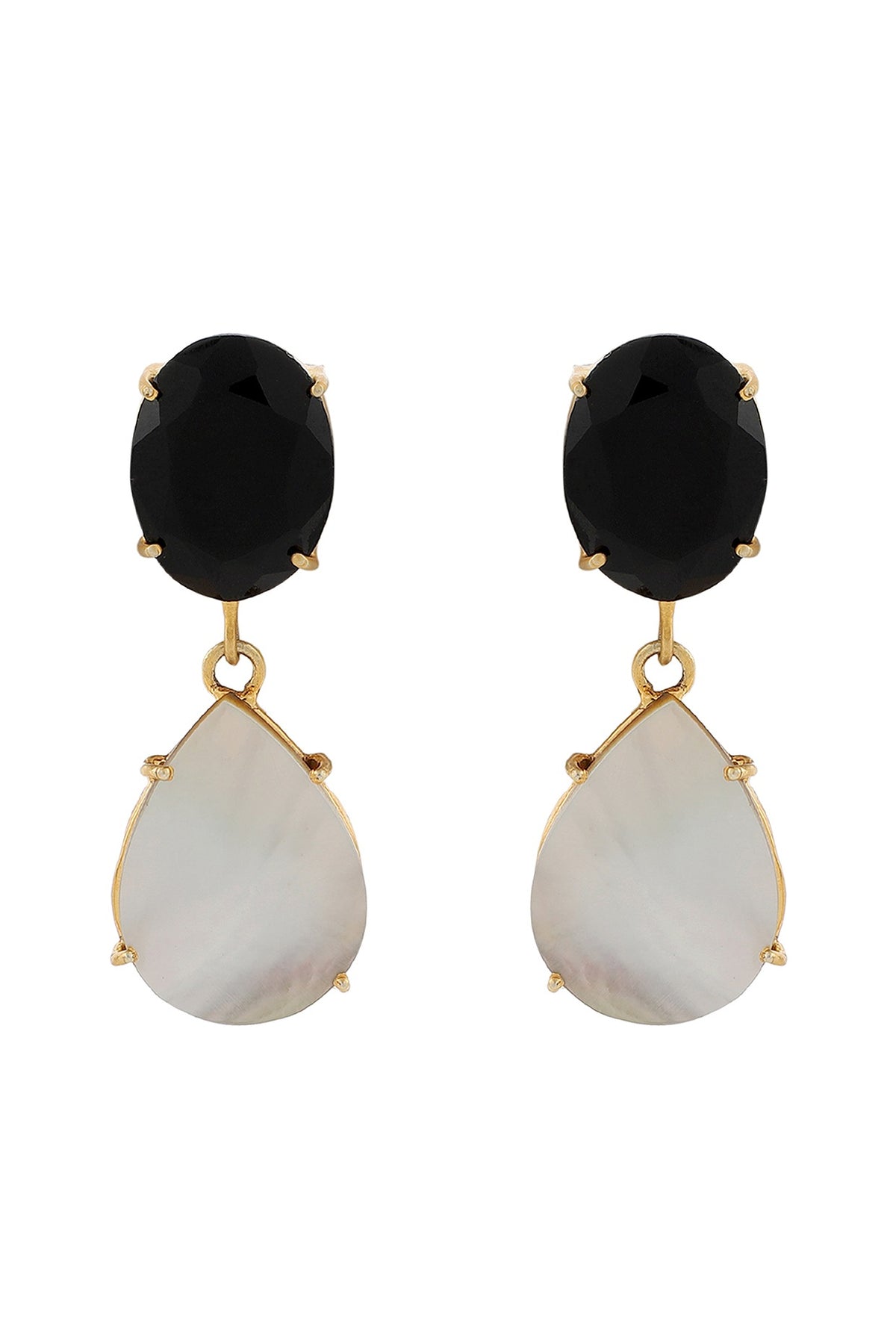 Gold Finish Quartz Teardrop Earrings