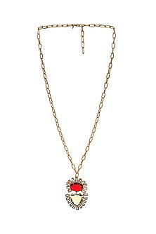 Gold Finish Semi Precious Gemstone Pendant Necklace