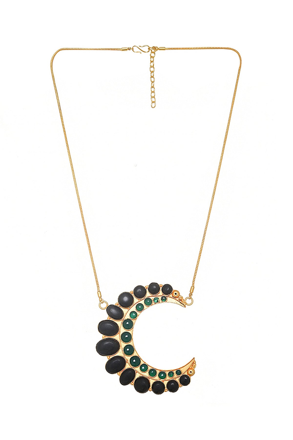 Gold Finish Black Onyx Pendant Necklace