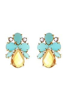 Gold Finish Onyx Stud Earrings