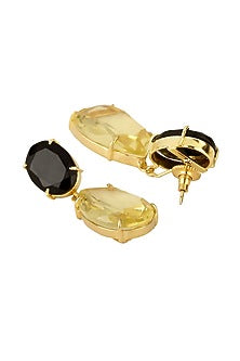 Gold Finish Onyx Earrings