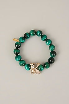 Gold Finish Kundan Polki & Green Pearl Bracelet