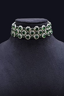 White Finish Zirconia & Crystal Choker Necklace