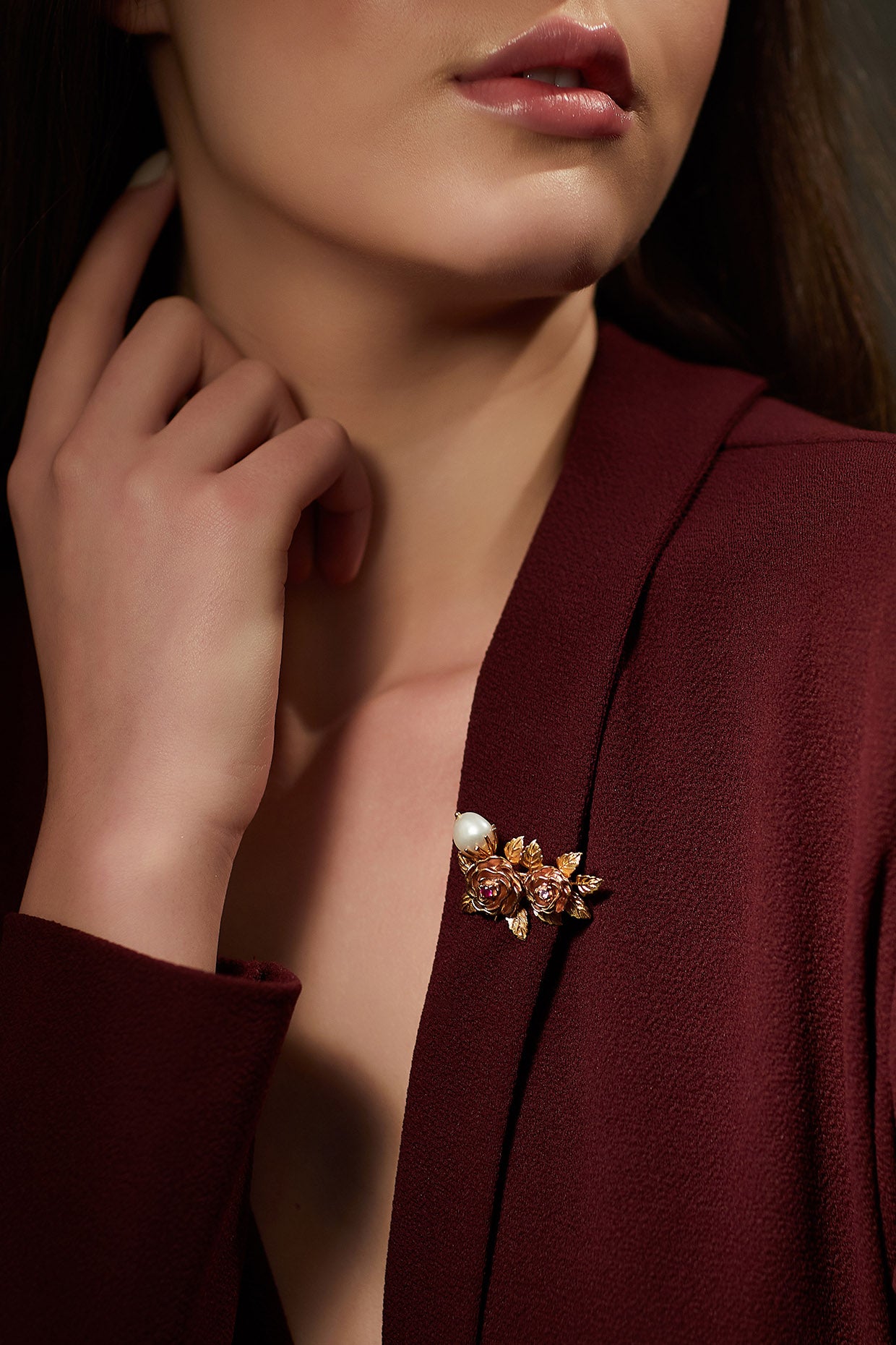 Gold Plated Pink Cz Brooch