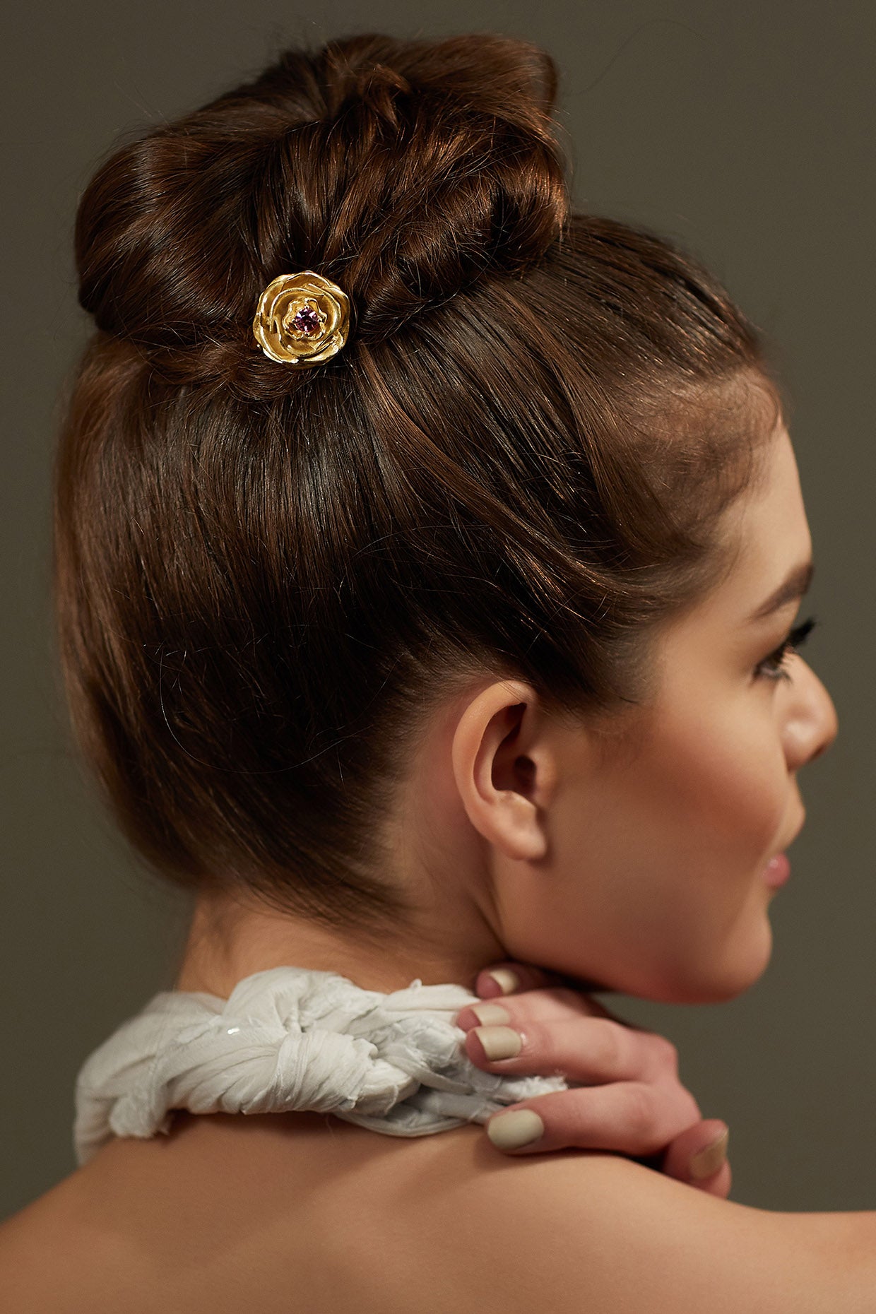 Gold Plated Rose Hair Stick With Swarovski