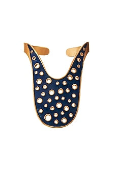 Gold Plated Blue Enamel Cuff