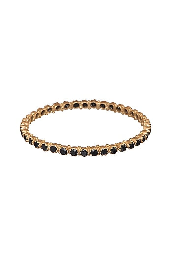 Gold Finish Black Onyx Bangle