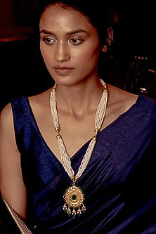 Gold Plated Green Onyx Long Necklace