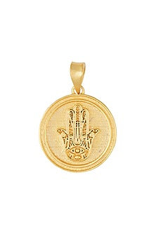 Gold Plated Hamsa Hand Coin Pendant Necklace