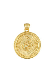 Gold Plated Snake & Moon Motif Coin Pendant Necklace