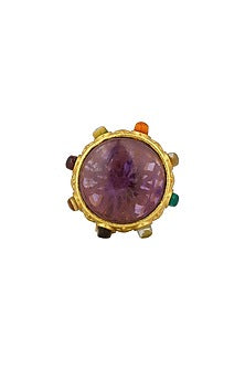 Gold Finish Navratna Stone Ring