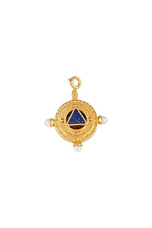 Gold Finish Pearl Lapis Charm